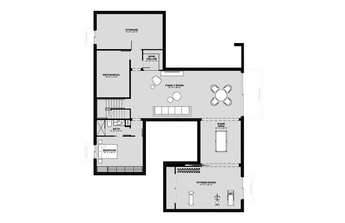 MY MODERN HOME PLAN - 23 - BASEMENT PLAN (OPTION 1)